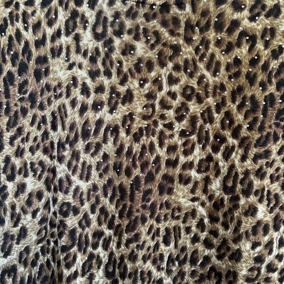 Cathy Daniels Leopard Print Sequin Lightweight Sweater Brown Black XL - Picture 6 of 11